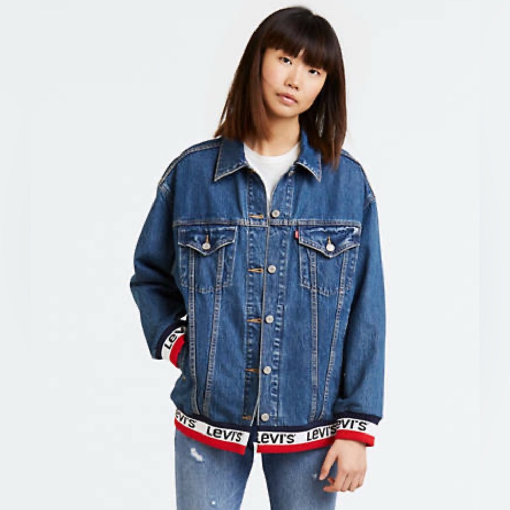 Oversized Levi’s Jacket with red/white/blue trim
